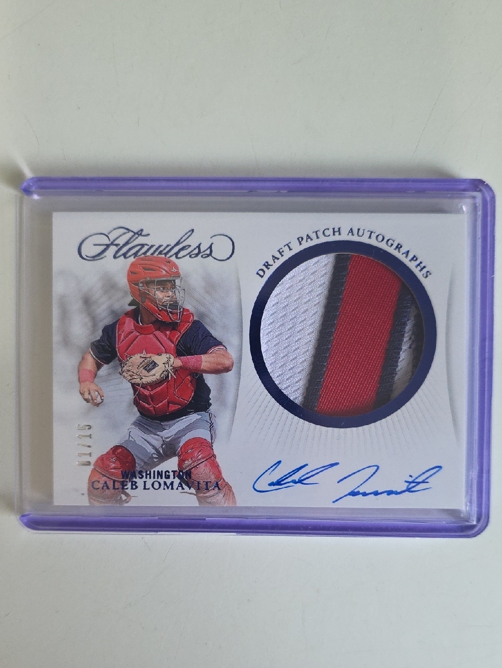 Flawless Draft Patch Autograph - Caleb Lomavita - Red/White/Black